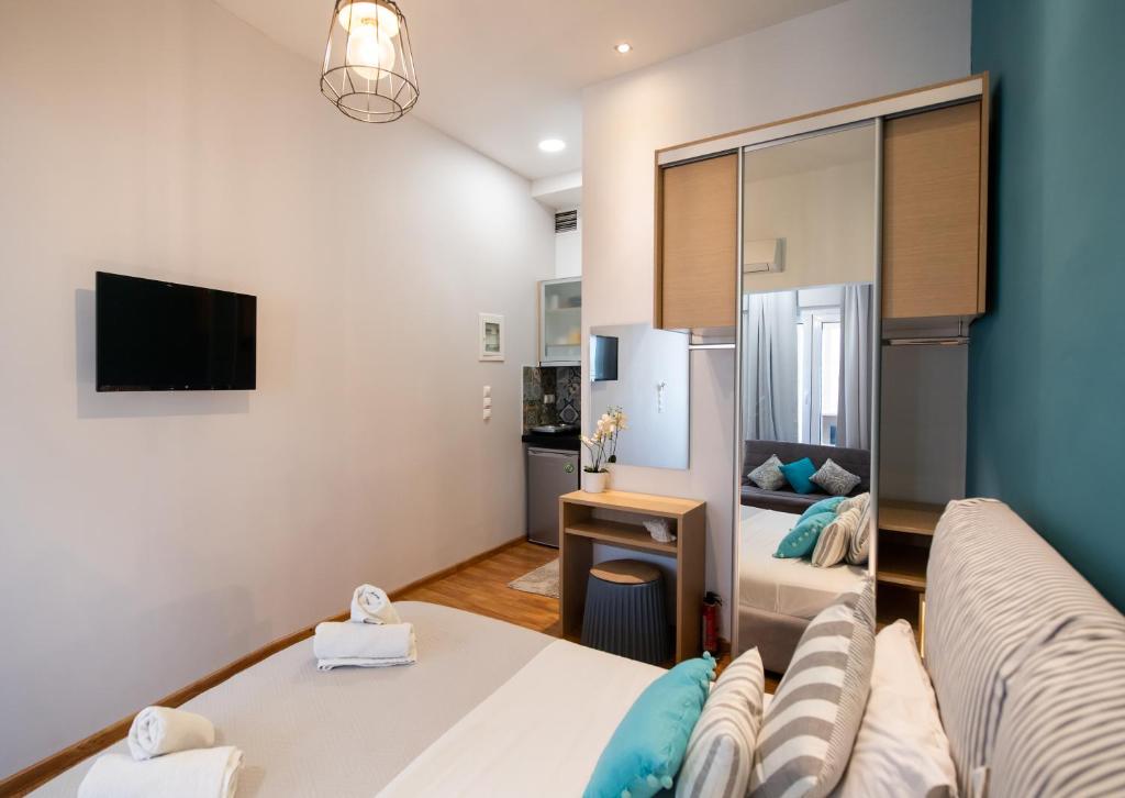 Kuchyňa alebo kuchynka v ubytovaní LEFKAS CITY APARTMENTS & SUITES