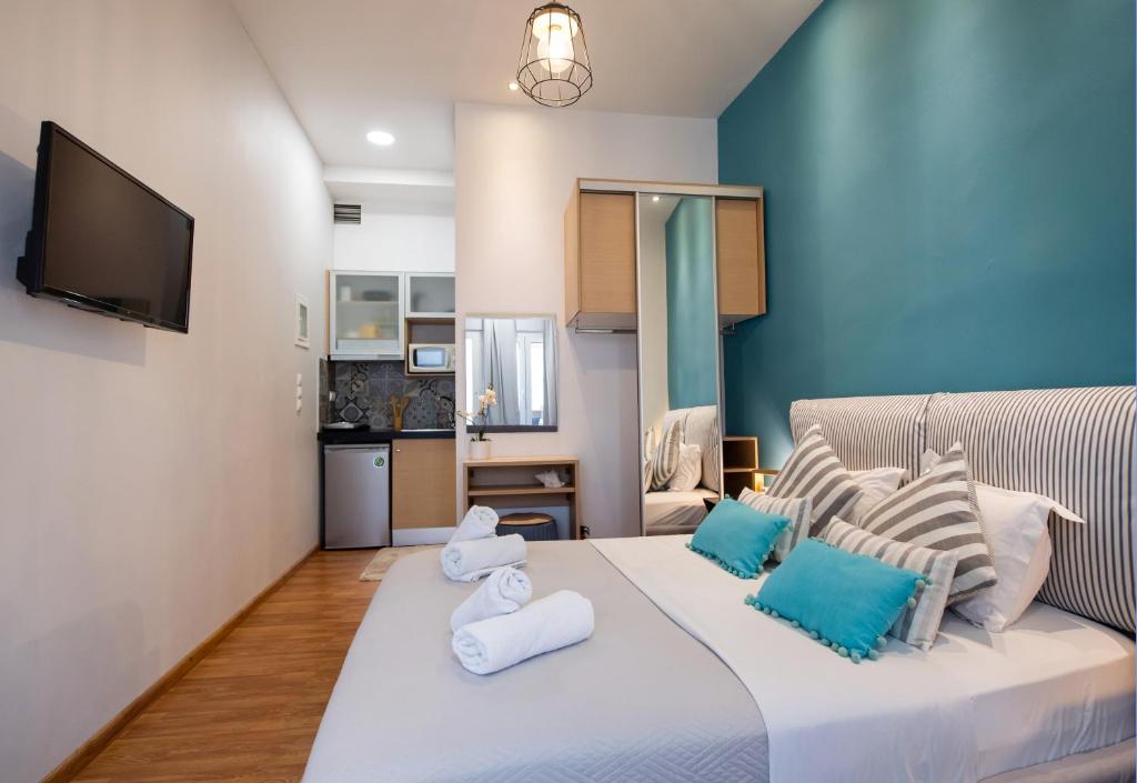 Kuchyňa alebo kuchynka v ubytovaní LEFKAS CITY APARTMENTS & SUITES