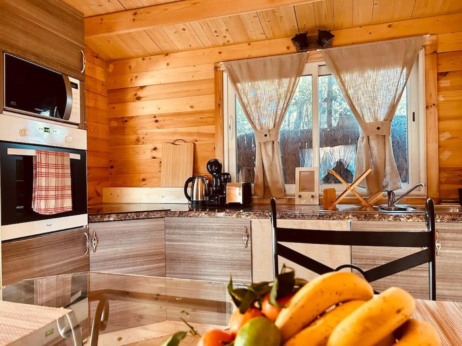 Kuchyň nebo kuchyňský kout v ubytování Chalet bois jacuzzi