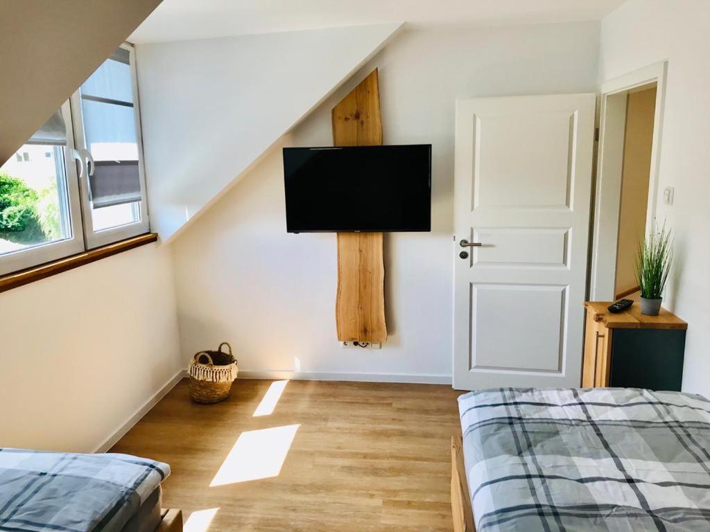 Postel nebo postele na pokoji v ubytování Ferienhaus Bug