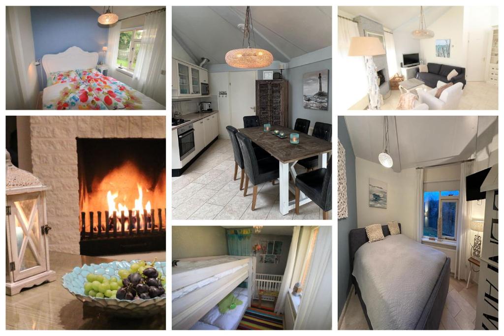 un collage de fotos de una cocina y una sala de estar en Seestern 336, en Julianadorp