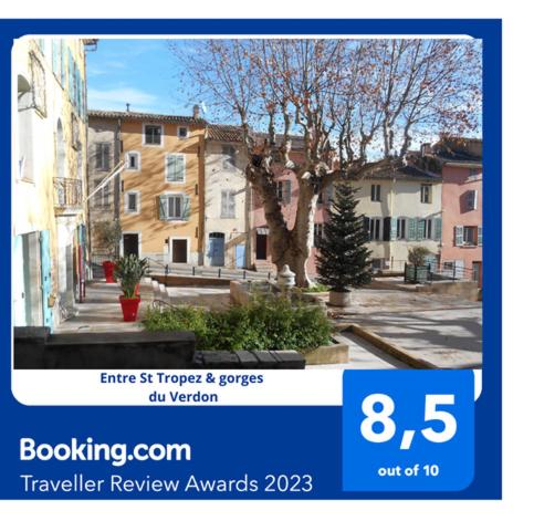 a flyer with a picture of a building at Entre Saint-Tropez et les gorges du Verdon. in Lorgues
