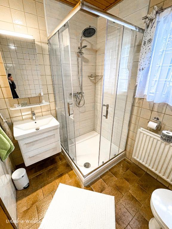 Koupelna v ubytování Ferienwohnung Kellerwald