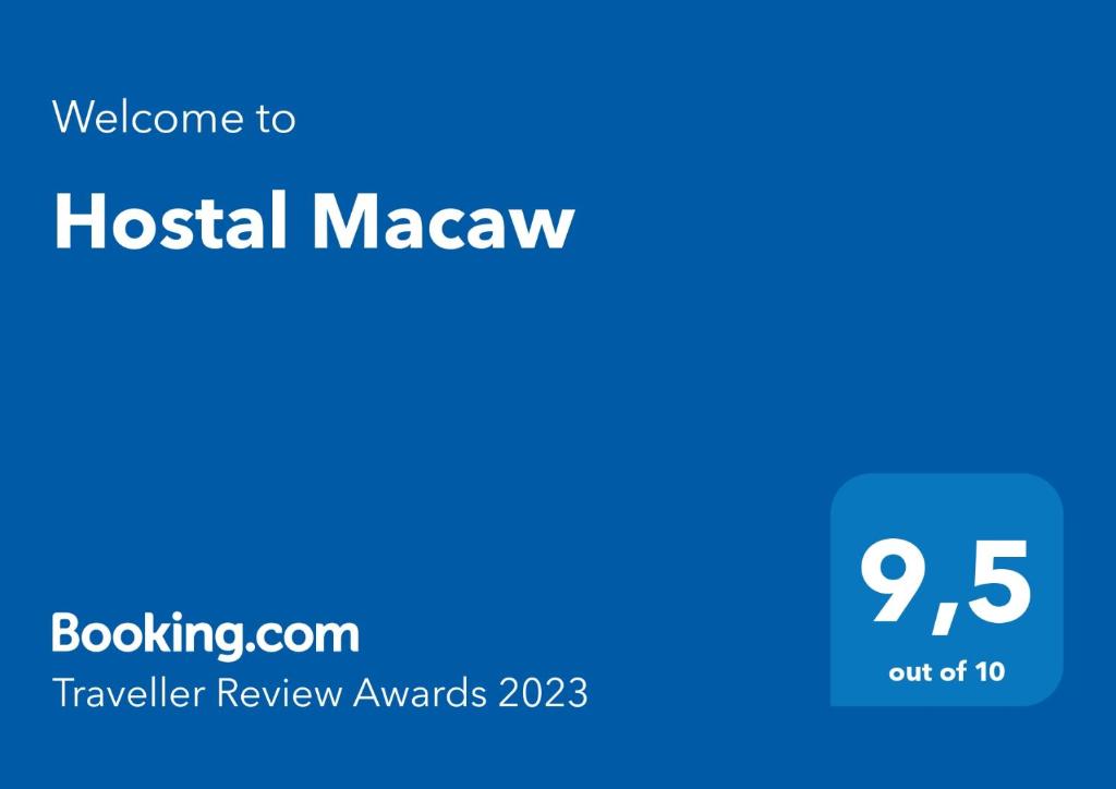 Certifikát, hodnocení, plakát nebo jiný dokument vystavený v ubytování Hostal Macaw