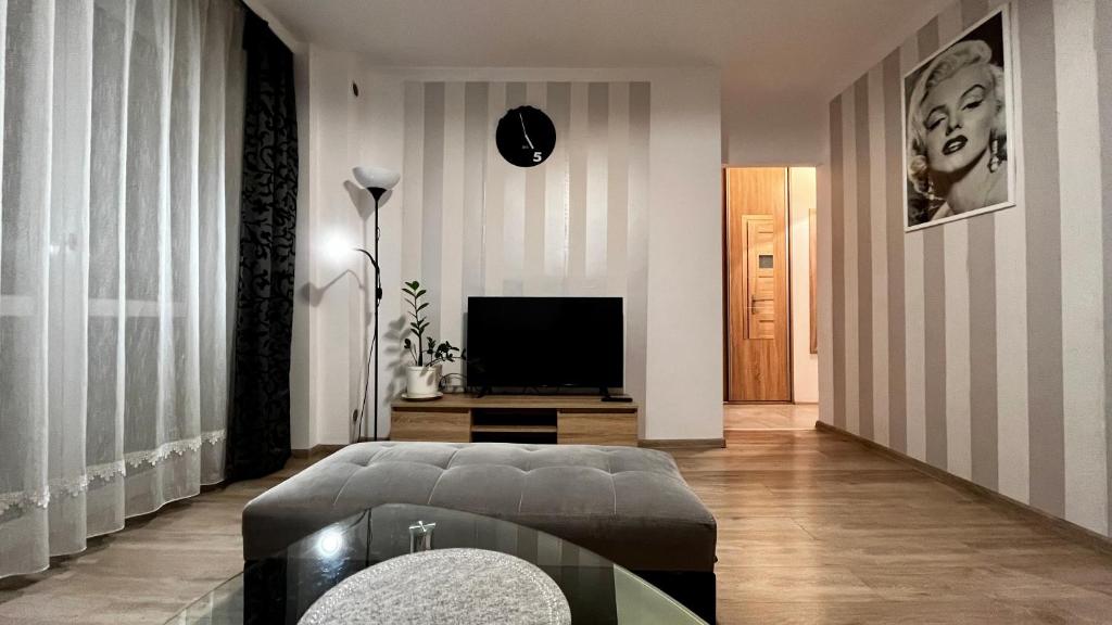 TV a/nebo společenská místnost v ubytování Charmig Apartment