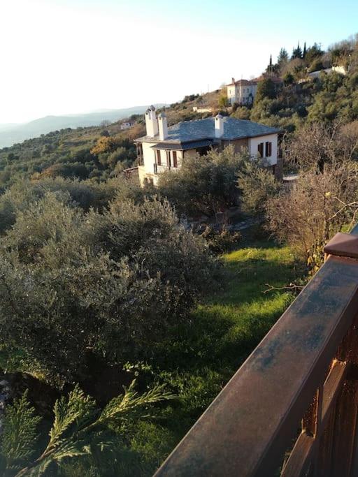 une maison assise au sommet d'une colline avec une maison dans l'établissement ΚΤΗΜΑ ΑΕΤΟΜΑΧΟΣ, à Portariá