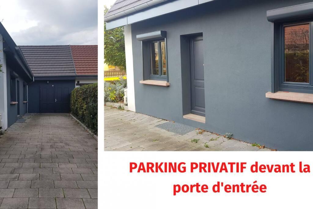 a picture of a house and a picture of a parking parachute lane portal cartridge at Studio Marie-Rose in Ribeauvillé