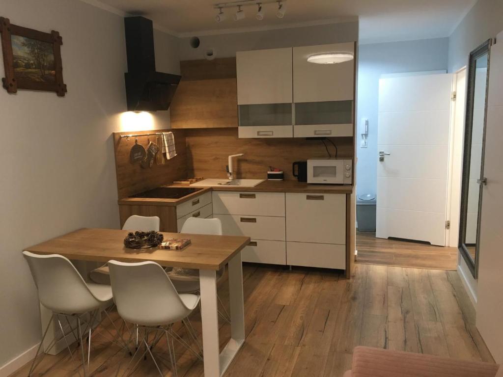 Virtuvė arba virtuvėlė apgyvendinimo įstaigoje Apartament Avangarda