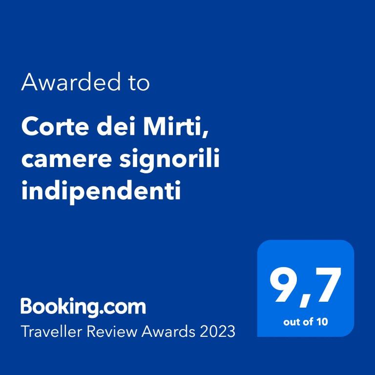 Certifikát, hodnocení, plakát nebo jiný dokument vystavený v ubytování Corte dei Mirti, camere signorili