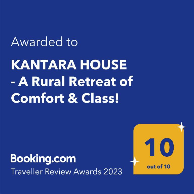 Certifikát, hodnocení, plakát nebo jiný dokument vystavený v ubytování KANTARA HOUSE - A Rural Retreat of Comfort & Class!
