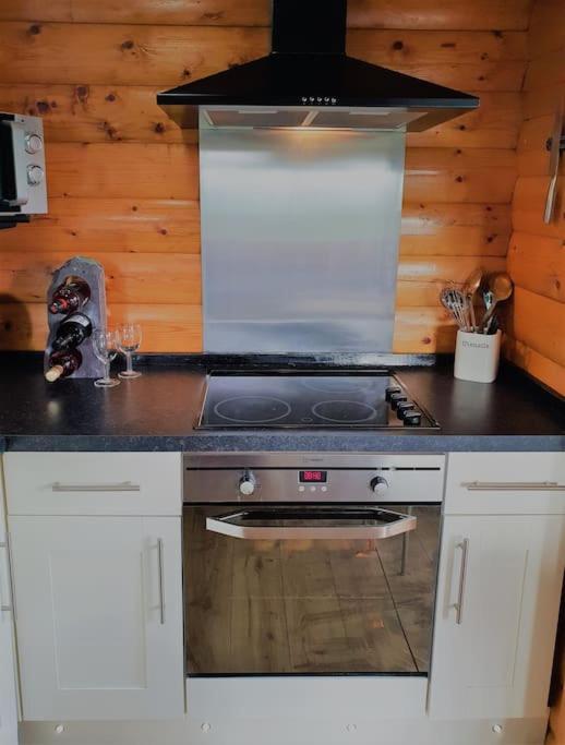 Kuchyň nebo kuchyňský kout v ubytování Cosy Cabin In Snowdonia with Views Wi-Fi Dog Friendly & Parking