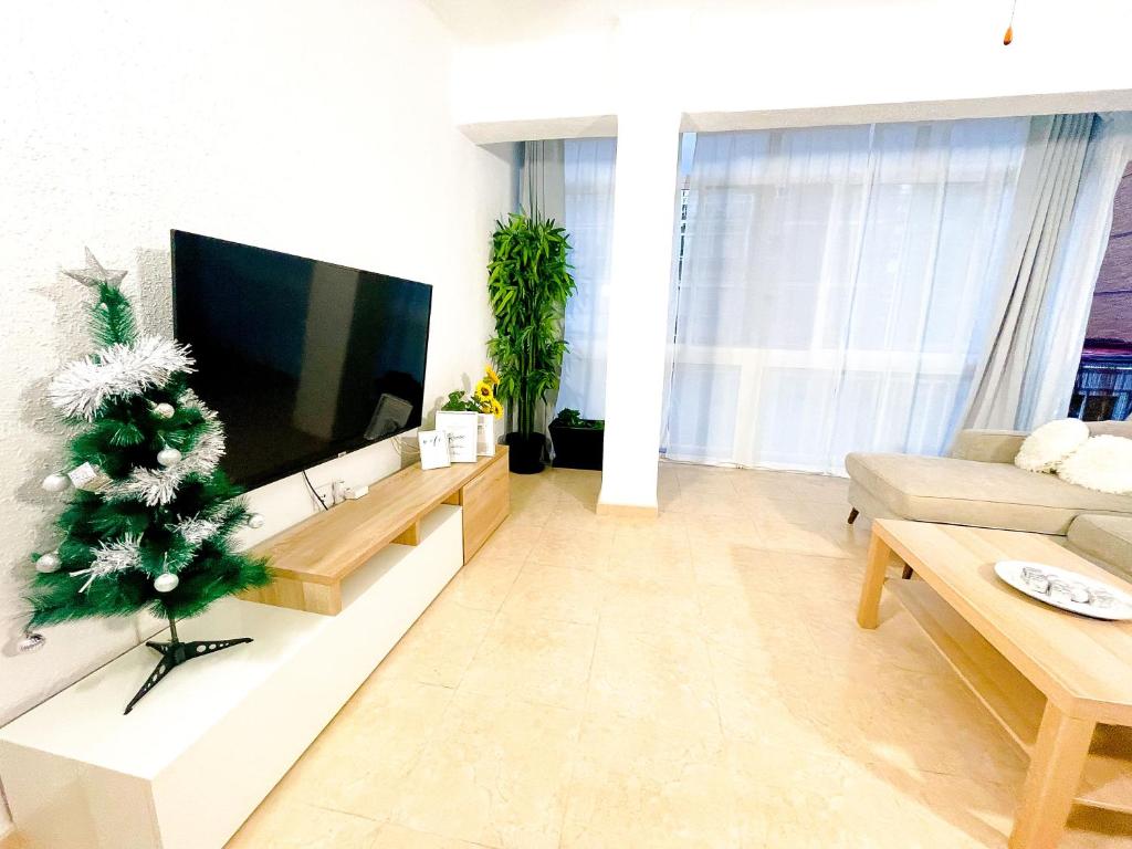 Televízia a/alebo spoločenská miestnosť v ubytovaní Apartamento centro playa estación de tren