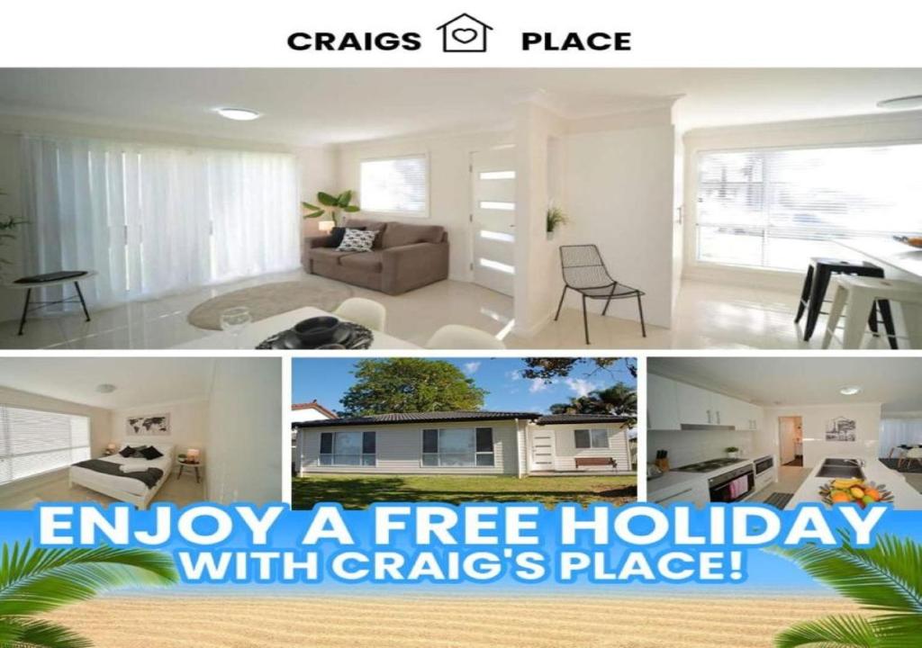 a collage of two pictures of a living room at Craig's Place, 2br Short Term Accommodation - Western Sydney Area in Colyton