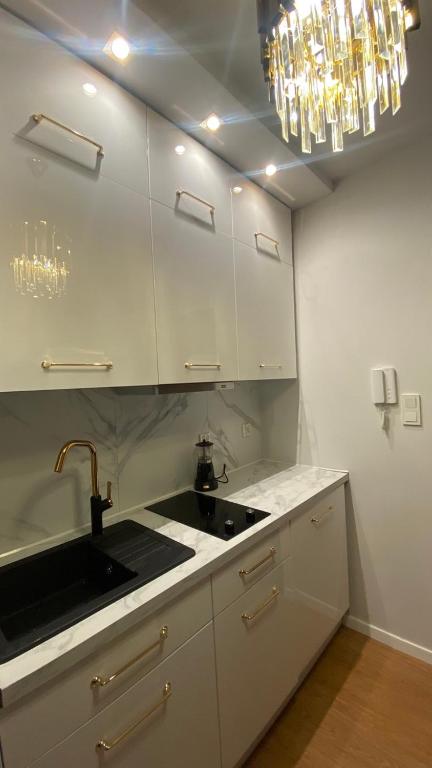 Kuchyňa alebo kuchynka v ubytovaní Apartament Long Island Gdańsk