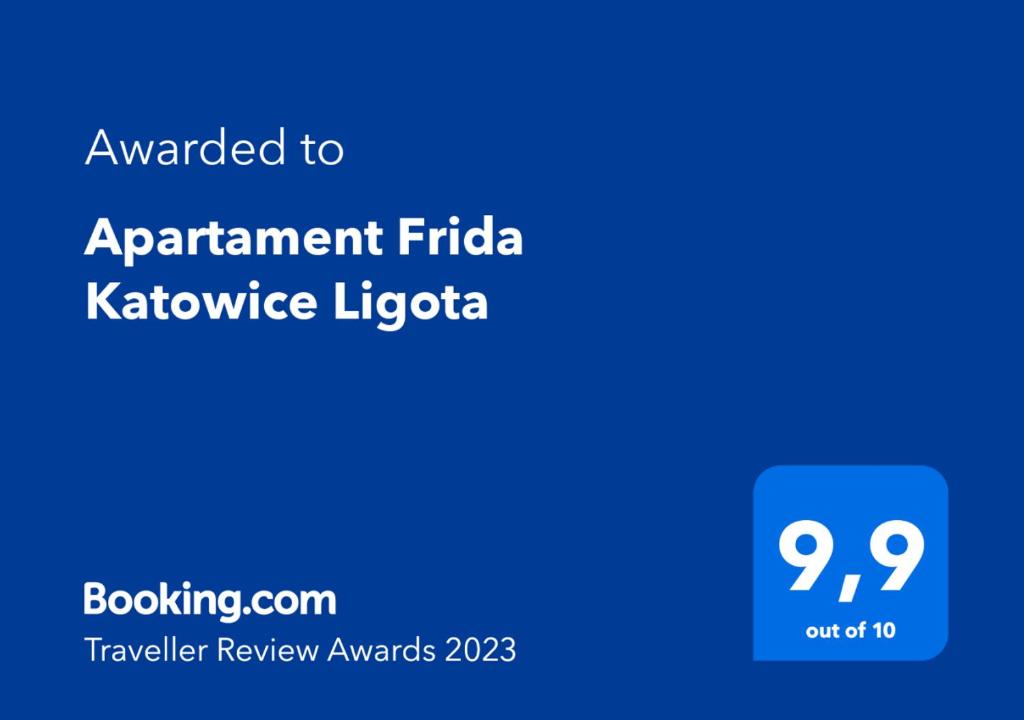 Ett certifikat, pris eller annat dokument som visas upp på Apartament Frida Katowice Ligota