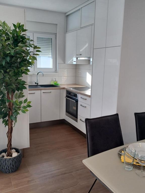 Kuchyňa alebo kuchynka v ubytovaní Apartment Adria Relax with private heated pool