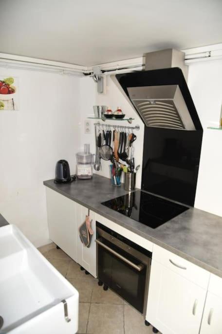 Kuchnia lub aneks kuchenny w obiekcie Rez de chaussée de Villa Marseille 9ème