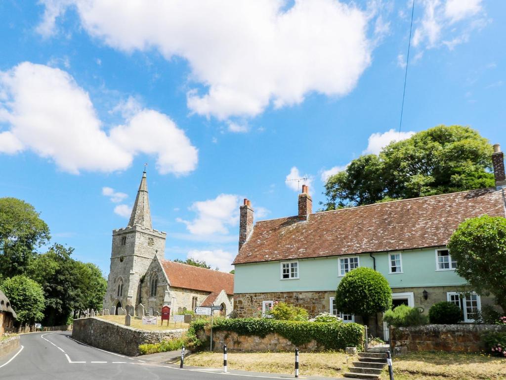 an old church and a street with a church steeple at West View in Newport