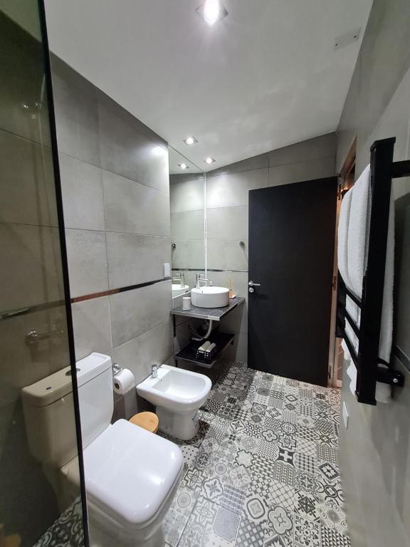 ein Bad mit einem WC und einem Waschbecken in der Unterkunft SLB Apart - Studio in San Luis