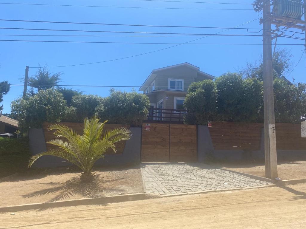 a palm tree in front of a house at Nuestracasa in Algarrobo