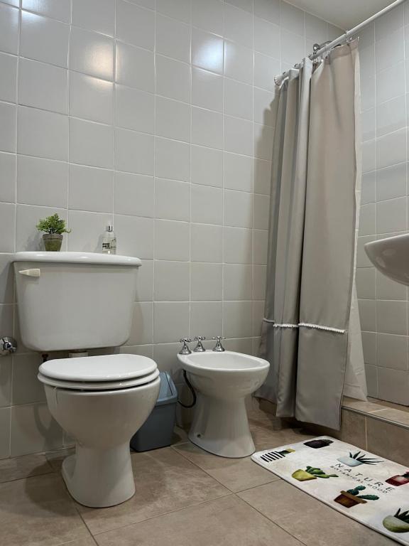 un baño con inodoro y lavabo en ESTEPA, en Río Gallegos