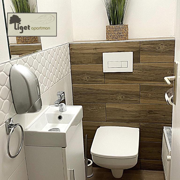 Kúpeľňa v ubytovaní Liget Hévíz Apartman