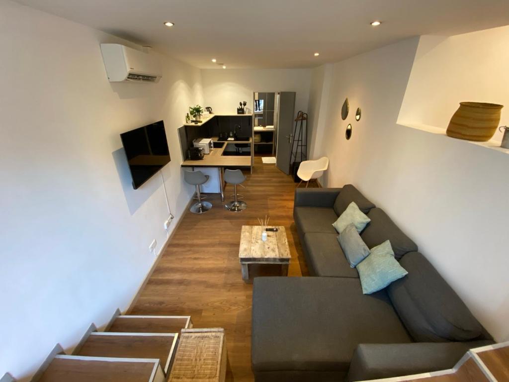 Televízia a/alebo spoločenská miestnosť v ubytovaní Loft Rotonde WIFI CLIM SMART TV RUE CALME