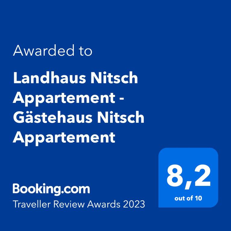 Certifikát, ocenenie alebo iný dokument vystavený v ubytovaní Landhaus Nitsch Appartement - Gästehaus Nitsch Appartement
