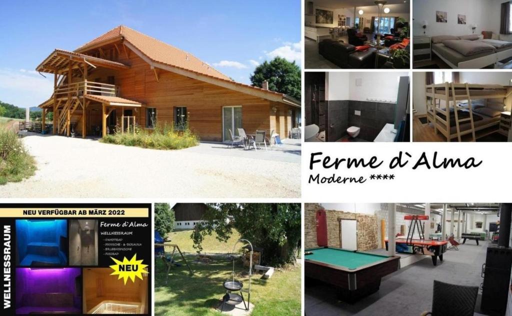 a collage of pictures of a house at Ferienhaus "Ferme d'Alma", Wohnung "Moderne" in Ocourt