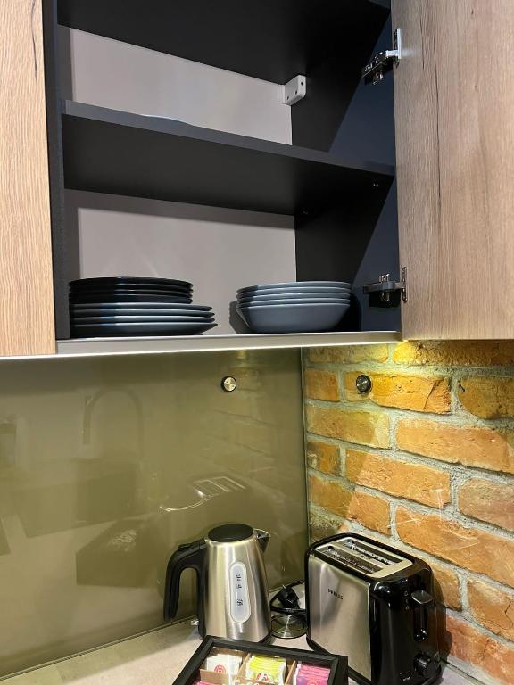 Kuchyňa alebo kuchynka v ubytovaní Apartament WARSZAWA Kolejowa HUB EXPO