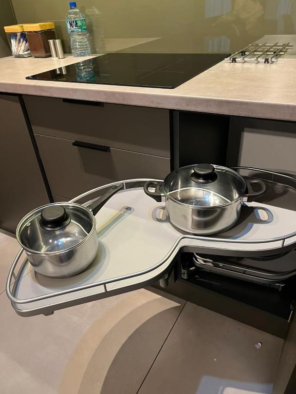 Kuchyňa alebo kuchynka v ubytovaní Apartament WARSZAWA Kolejowa HUB EXPO