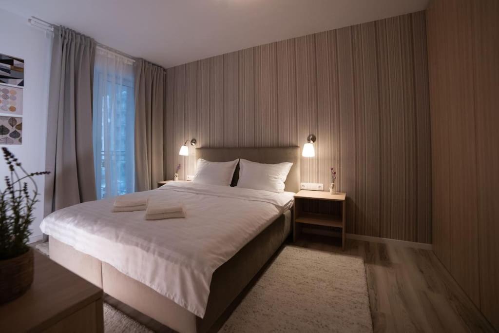 a bedroom with a large bed and a window at Carpe Diem Travel in Timişoara