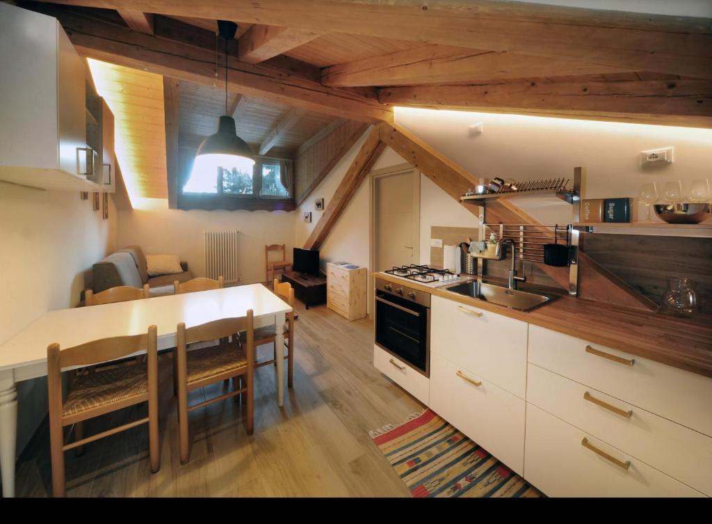Kuchyň nebo kuchyňský kout v ubytování Appartamenti Residence Lares Ossana