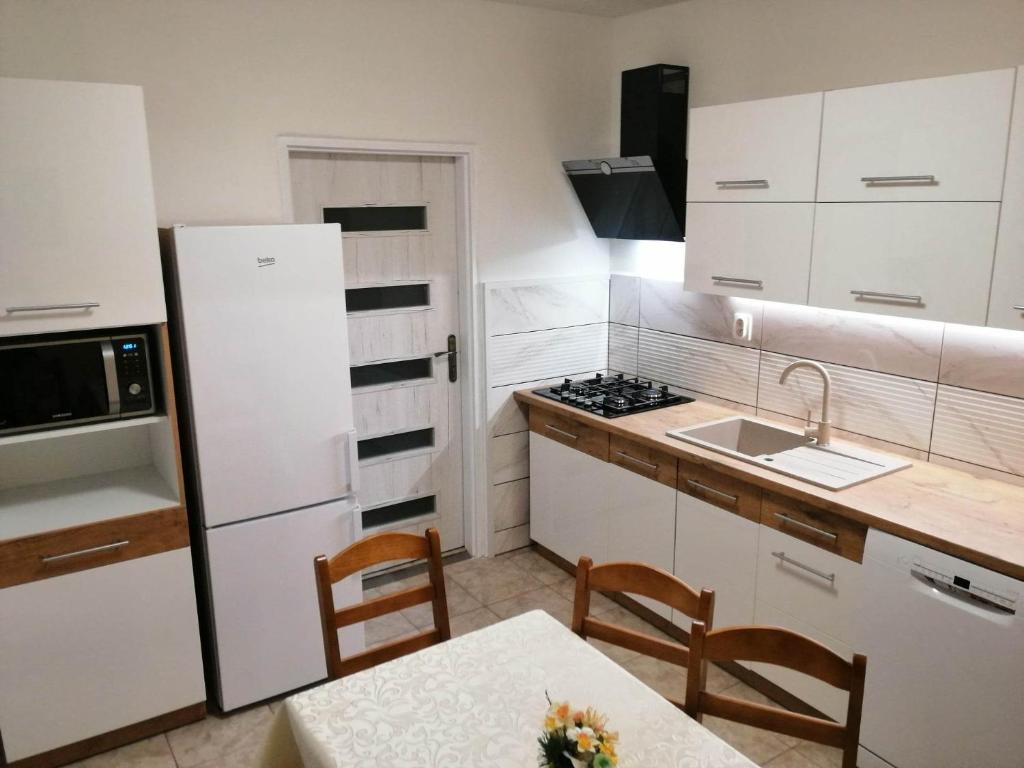 Kuchyň nebo kuchyňský kout v ubytování Apartmán West