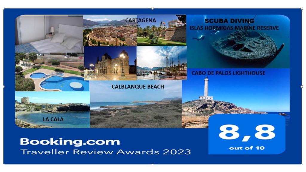 a collage of photos of various sights and buildings at apartamento Cala Flores nº VV MU5868-1 in Cabo de Palos