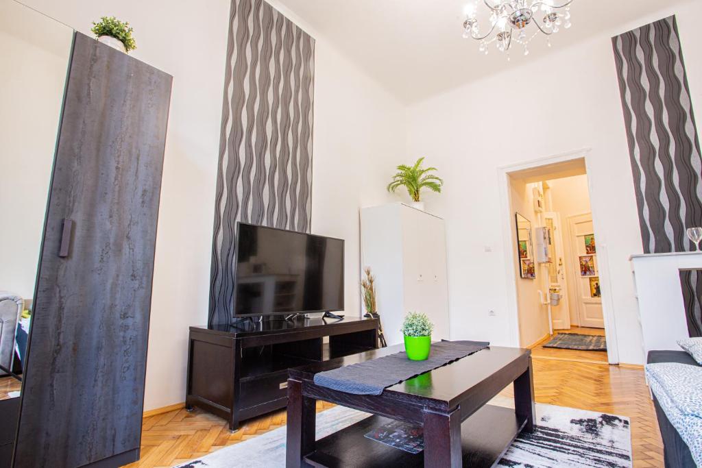 A television and/or entertainment centre at Váci Street Studio