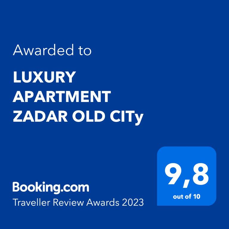 Certifikát, hodnocení, plakát nebo jiný dokument vystavený v ubytování LUXURY APARTMENT ZADAR OLD CITy