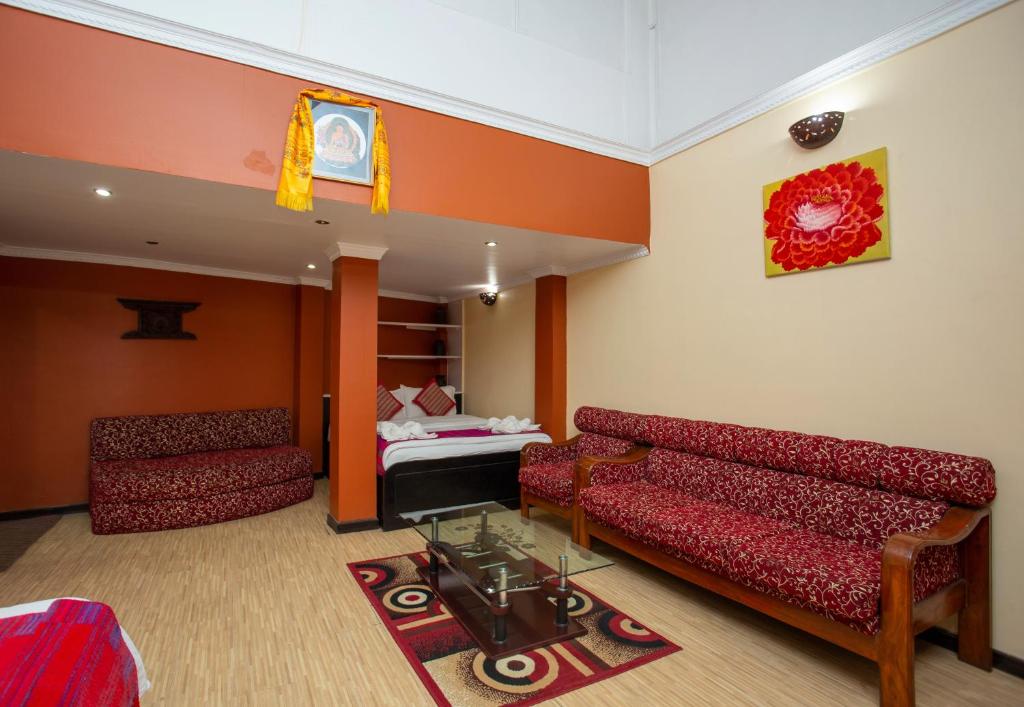 Posezení v ubytování Kathmandu Boutique Hotel