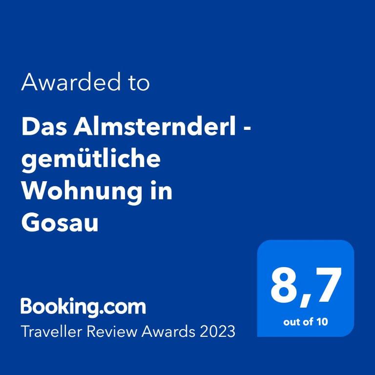 Certifikát, ocenenie alebo iný dokument vystavený v ubytovaní Das Almsternderl - gemütliche Wohnung in Gosau