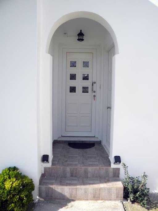 The facade or entrance of Casa Karavola in Galanado village-Naxos