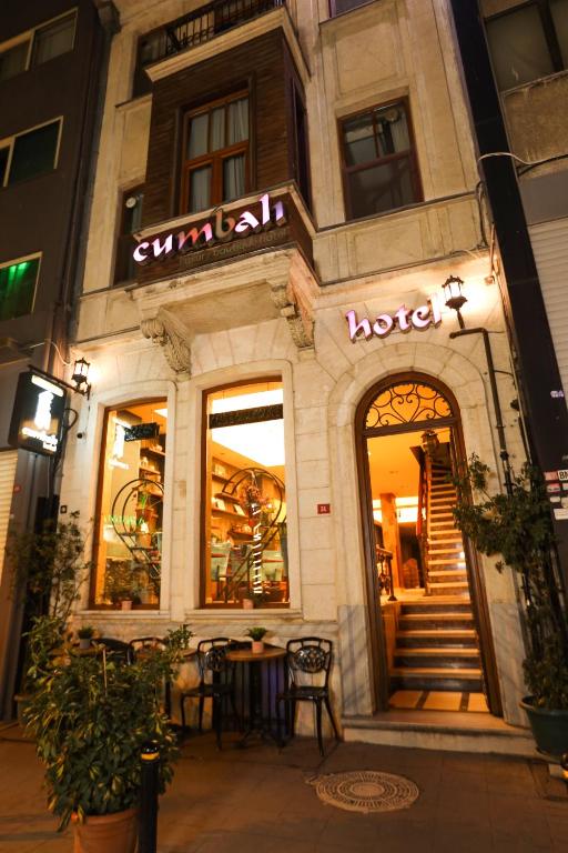 a store front of a hotel at night at Cumbali Luxury Boutique Hotel in Istanbul