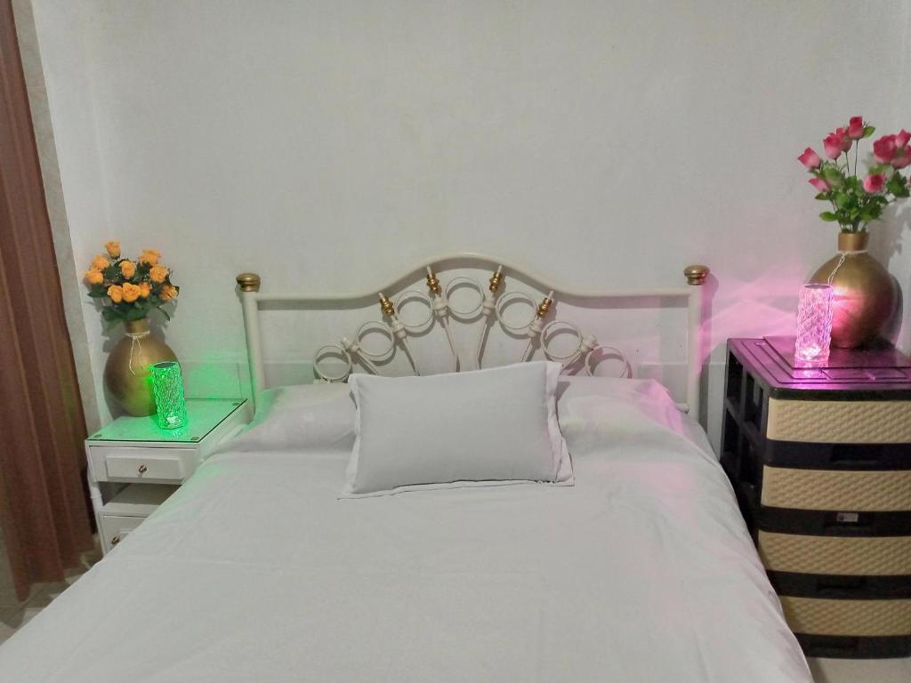 Postel nebo postele na pokoji v ubytování Acuarela del Rio H#1 Cerca Terminal Terrestre Habitación privada con baño