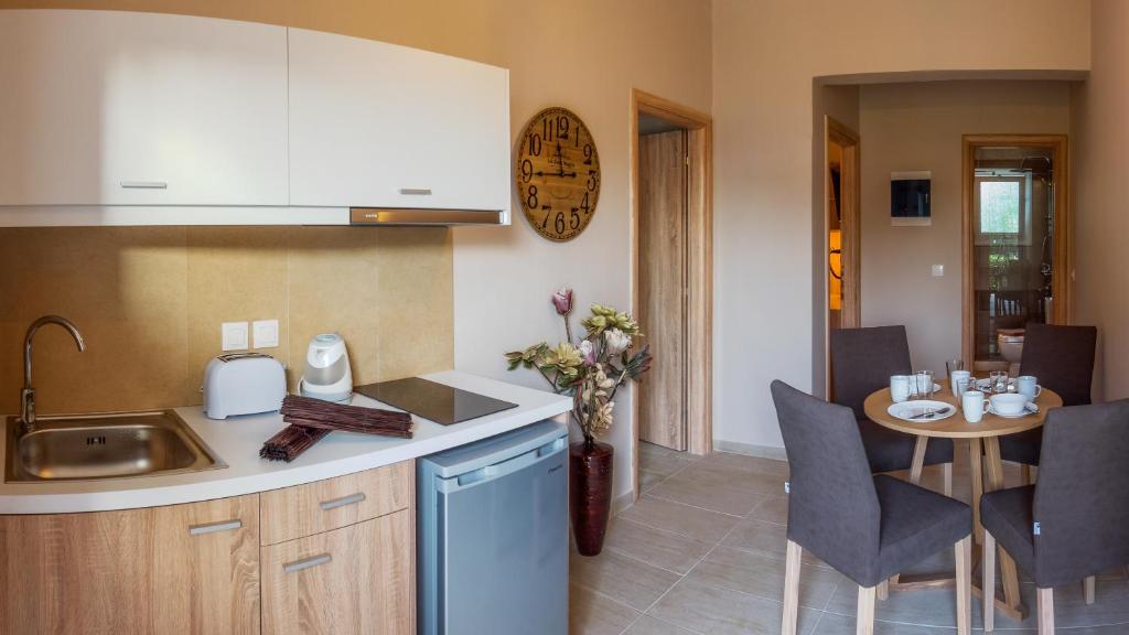 Kuchyň nebo kuchyňský kout v ubytování Goudelis Apartments