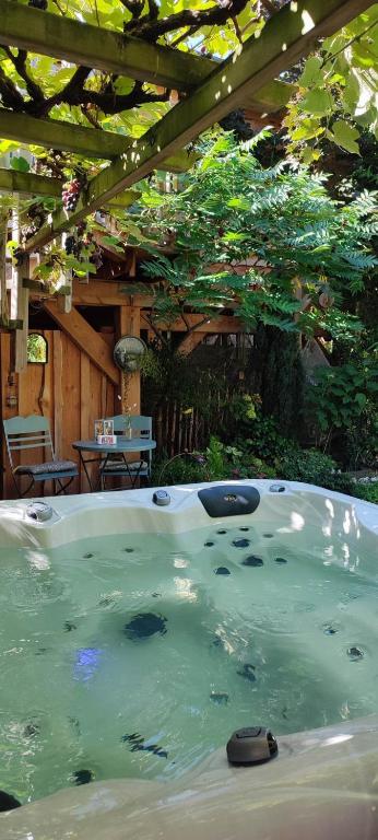 Bazén v ubytovaní La cabane du bon chemin ,spa alebo v jeho blízkosti