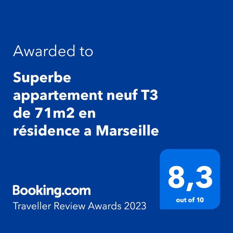 Certifikát, ocenenie alebo iný dokument vystavený v ubytovaní Superbe appartement neuf T3 de 71m2 en résidence a Marseille