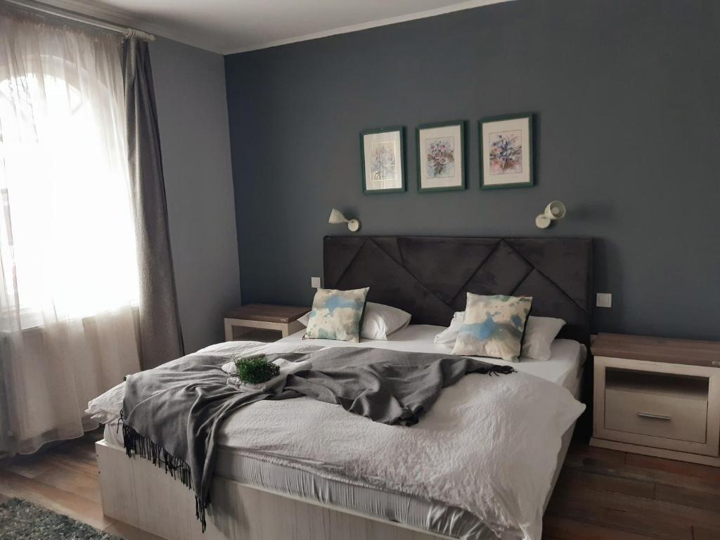 Un pat sau paturi într-o cameră la Magic Apartments Hunedoara