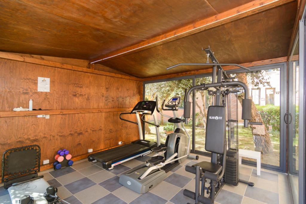 a gym with several exercise equipment in a room at L'incanto Di Boccadarno in Marina di Pisa