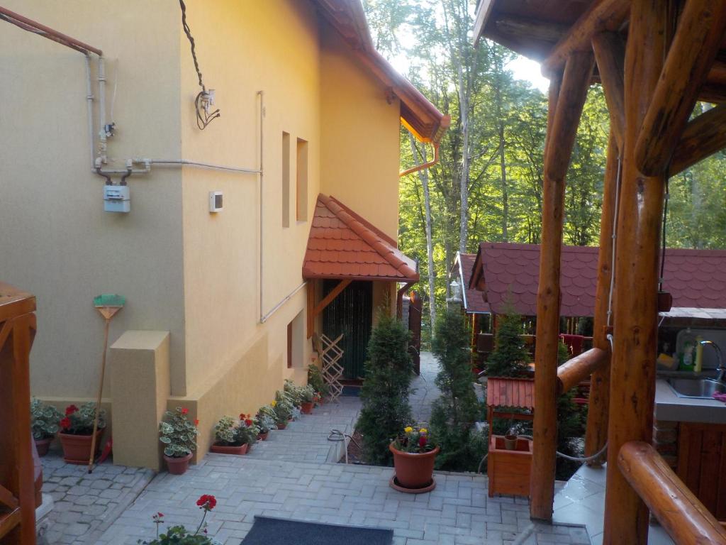 an outside view of a house with a courtyard at Casa Dora in Sovata