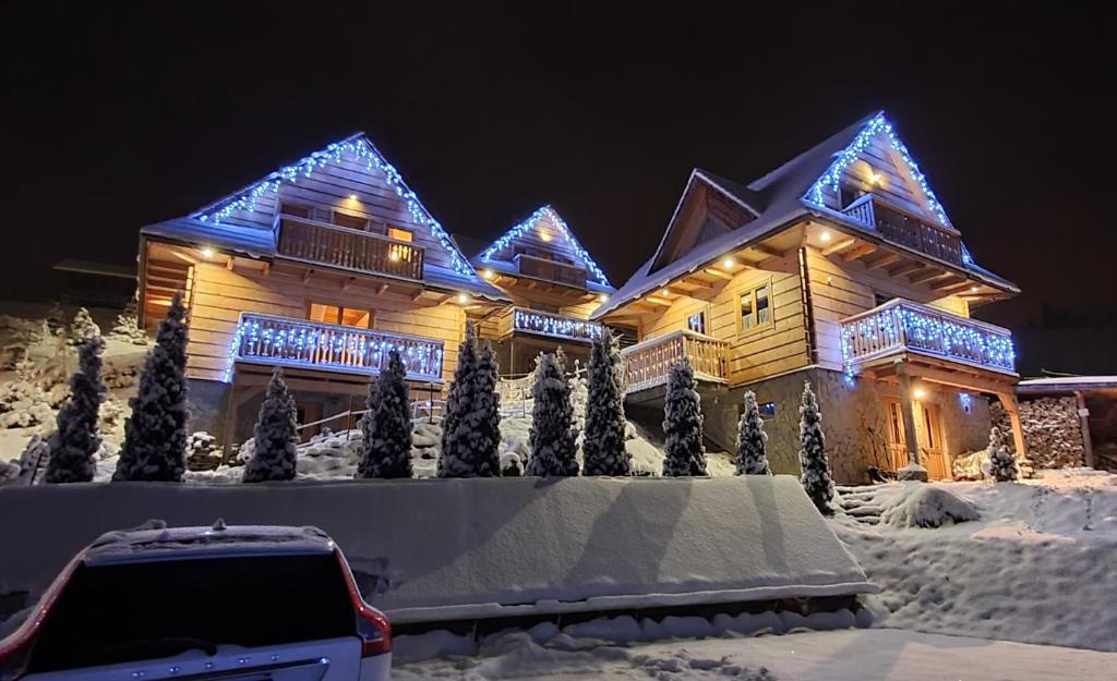 Osada Jaworki śniadania sauna grill basen super widok duży ogród Muzyczna Owczarnia komfortowy dom szlaki doliny wąwóz karczma v zimě