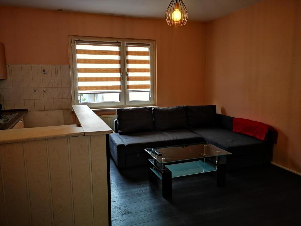 - un salon avec un canapé et une table dans l'établissement POLAT Apartments 4, à Essen